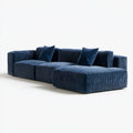 Granatowa sofa modułowa z prawostronnym szezlongiem, sztruksowa, 280 x 170 x 72 cm
