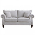 Dwuosobowa sofa jasnoszara 163 x 91 x 91 cm z poduszkami i nitami tapicerskimi