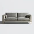 Dwuosobowa sofa szaro-beżowa ze złotymi nogami, 200 x 90 x 80 cm