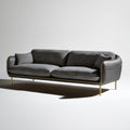 Trzyosobowa sofa ciemnoszara 220 x 92 x 82 cm z panelami z czarnej skóry syntetycznej i złotymi nogami