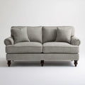 Szara sofa dwuosobowa 165 × 92 × 95 cm z ciemnobrązowymi nogami