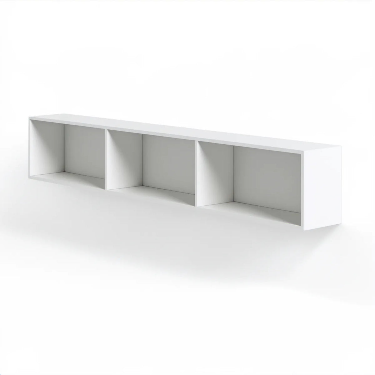 Biała szafka RTV z 3 otwartymi komorami, 180 x 40 x 40 cm, płyta laminowana