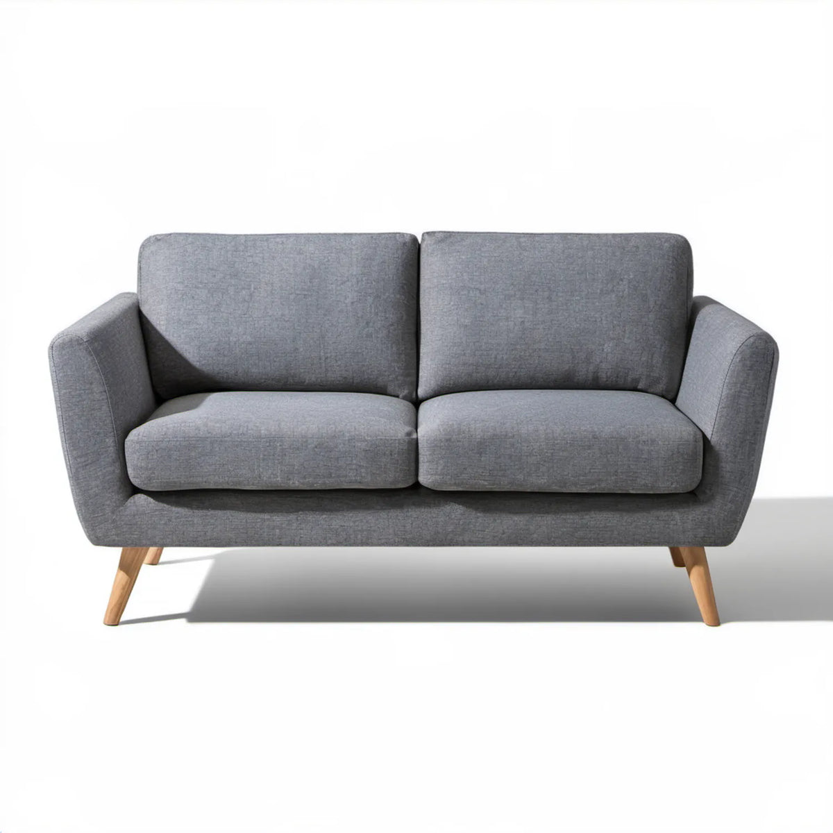 Szara sofa dwuosobowa w stylu skandynawskim, 137 x 78 x 82 cm