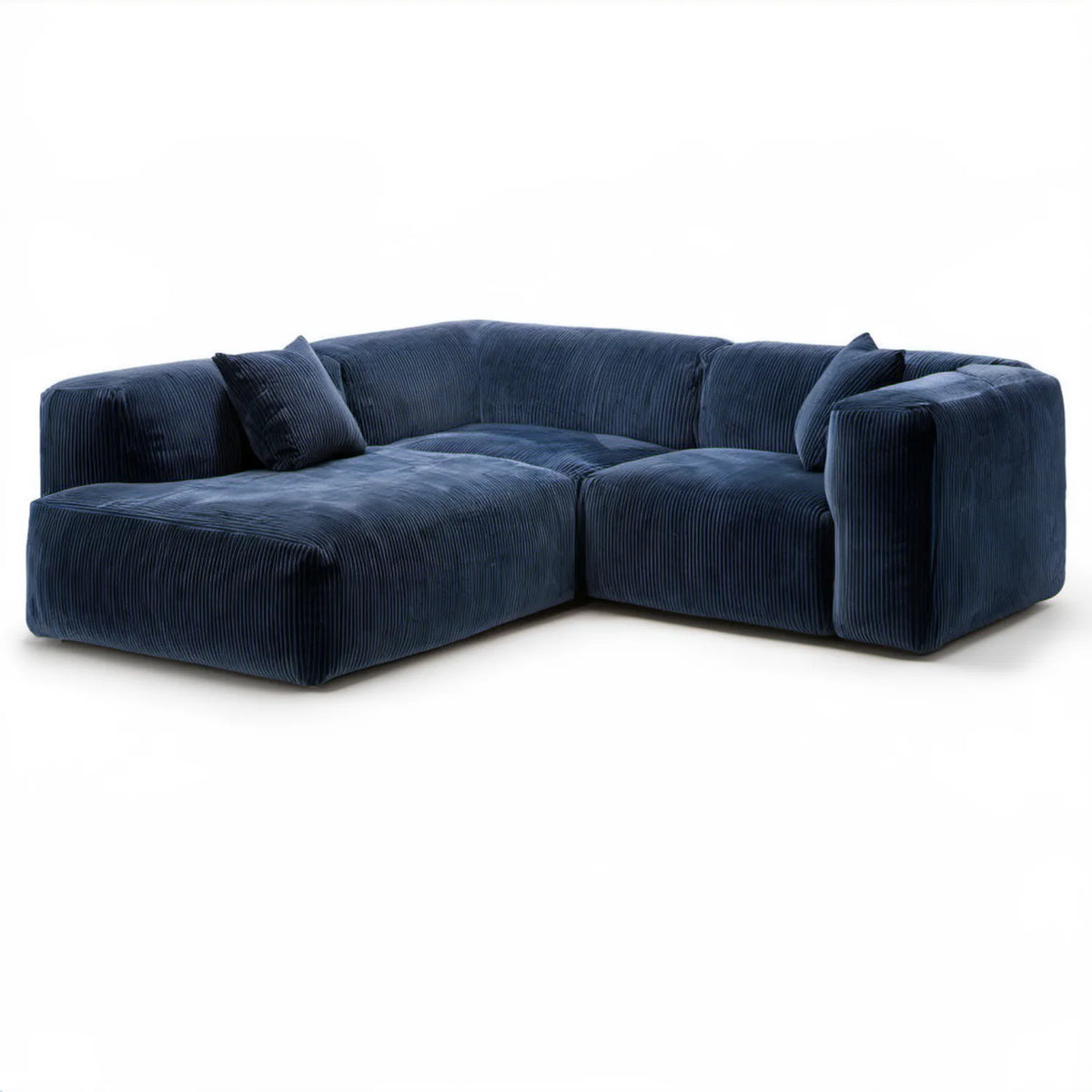 Granatowa sofa narożna w kształcie L 290 × 170 × 78 cm z tapicerką poliestrową