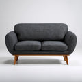 Grafitowa sofa dwuosobowa retro 150 x 84 x 82 cm z nogami z drewna kauczukowego