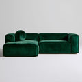 Zielona lewostronna sofa narożna z szezlongiem, aksamit poliestrowy, 260 x 160 x 75 cm