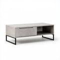 Prostokątny stolik kawowy jasnoszary/czarny 100 × 60 × 40 cm z płyty MDF i stali