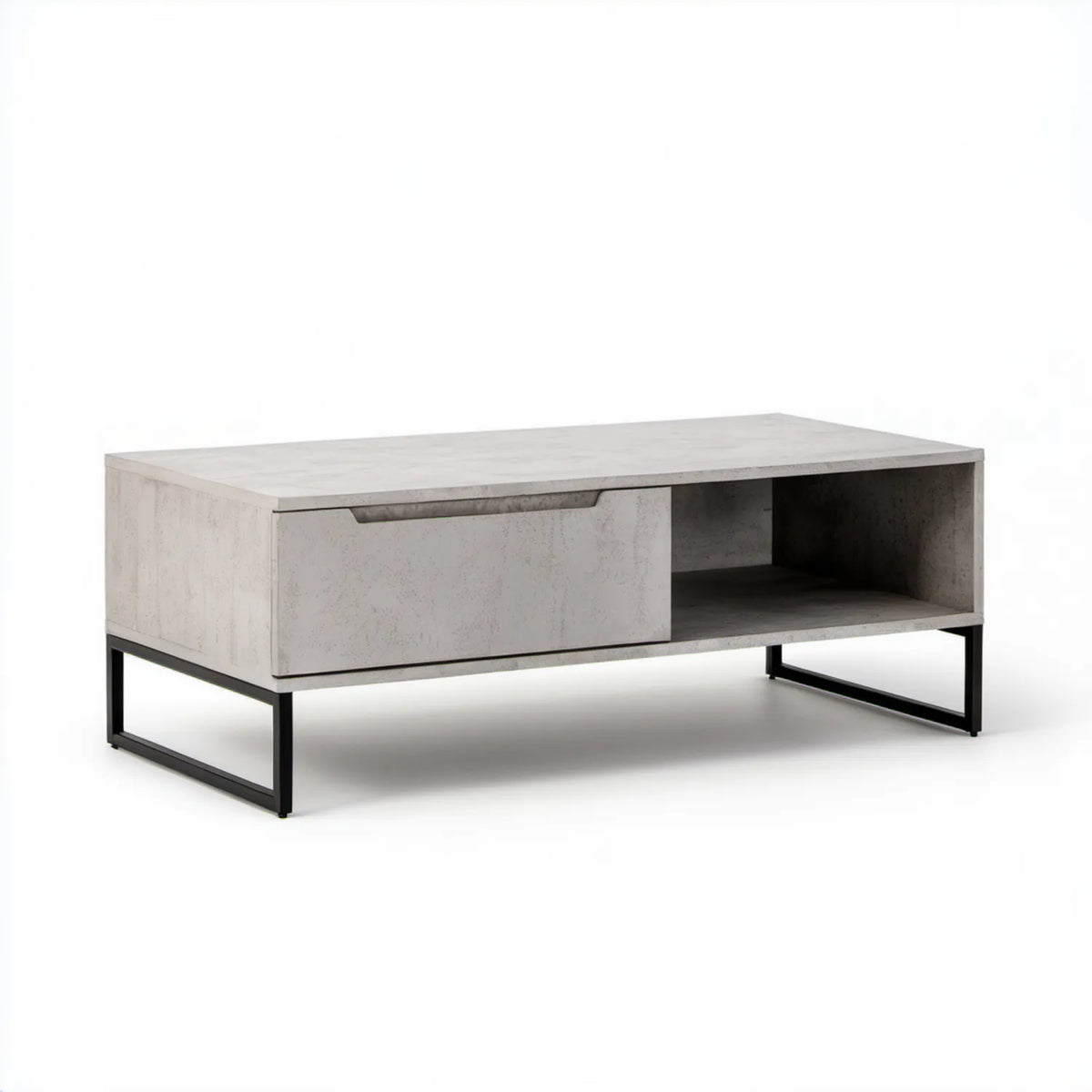 Prostokątny stolik kawowy jasnoszary/czarny 100 × 60 × 40 cm z płyty MDF i stali