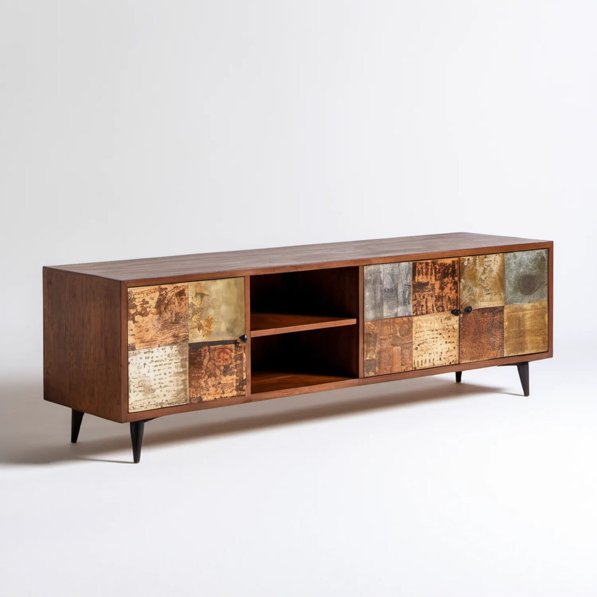 Brązowa szafka RTV z litego drewna mango 160 x 40 x 55 cm